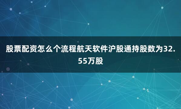 股票配资怎么个流程航天软件沪股通持股数为32.55万股